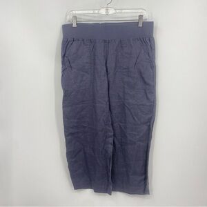 Allen Allen Women Linen Pants M gray Capri Beach Summer Natural 22” inseam